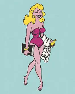 Voluptuous Prints: Glamorous Woman at the Beach