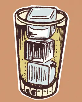 Cocktail Prints: Glass with Ice Cubes