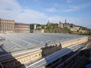 Images Dated 28th September 2013: Glass Rooftop of Waverley Train Station, Calton Hill, Edinburgh, Scotland, United Kingdom