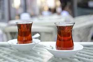 Two glasses of tea, Istanbul, European side, Istanbul Province, Turkey, European side