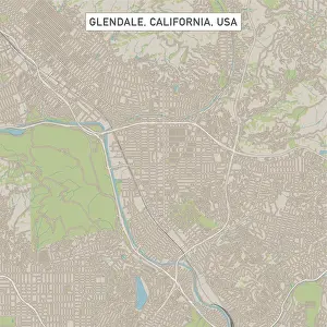 Glendale Prints: Glendale California US City Street Map