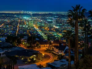 Cityscapes Prints Gallery: Glendale and Los Angeles Skylines At Night