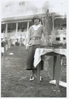 Glenna Collett Standing Beside Trophy
