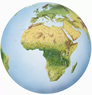 Images Dated 19th June 2007: Globe of Earth showing African continent, Europe, Middle East, and parts of Asia
