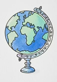 Globe on ornate axis