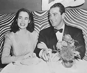 Gloria Vanderbilt Sitting at Dinner Table with Pasquale DiCicco