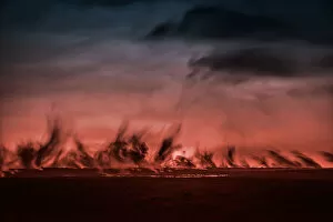Images Dated 20th September 2014: Glowing Lava and Plumes, Volcano Eruption, Iceland
