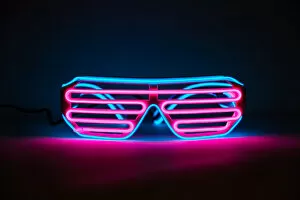 Vibrant Neon Art Gallery: Glowing neon glasses