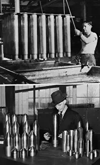 Ammunition Prints: GM Worker with Die for 105-MM Shells