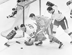 Hockey Prints: Goalie Deflecting Shot