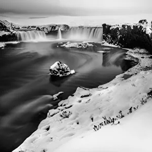 Godafoss in black and white