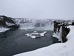 Snowcapped Gallery: Godafoss waterfall, Gemeinde Pingeyjarsveit, North Iceland, Iceland