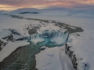 Aerial Collection: Godafoss in the winter, Iceland