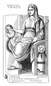 Images Dated 5th September 2018: Goddess of bakery Vesta roman god illustration