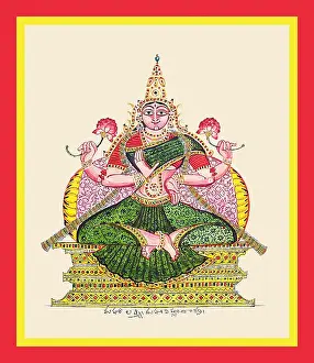 Princes Prints: Goddess Laksmi seated on a throne