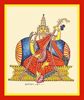 Lotus Prints: Goddess Sharadamba (an aspect of Sarasvatī)