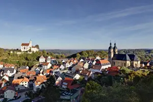 Goessweinstein with castle and Heilige Dreifaltigkeit or Holy Trinity pilgrimage church, Franconian Switzerland, Upper Franconia, Franconia, Bavaria, Germany, Europe, PublicGround