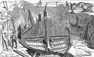 Last Resting Places Prints: The Gokstad Ship is a 9th century Viking ship found in a burial mound at Gokstad in Sandar