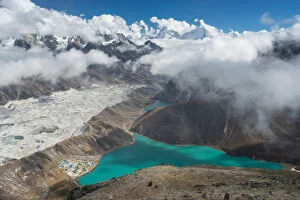 Images Dated 10th October 2015: Gokyo lake and village from Gokyo Ri