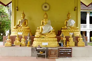 Gold buddha at Wat Phuthawanaram temple Champassak Lao