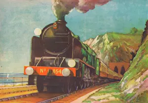 Public Transport Prints: The Golden Arrow, S.R. leaving Shakespeare's Cliff, Dover, 1940