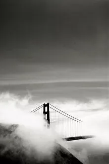 Golden Gate Suspension Bridge Collection: Golden Gate bridge with fog