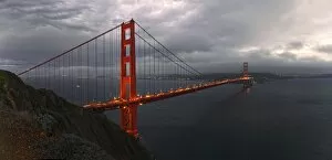 Golden Gate Suspension Bridge Gallery: Golden Gate Bridge with storm clouds, San Francisco, California, United States