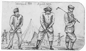 Landscape Male Facial Prints: Golf Sketch