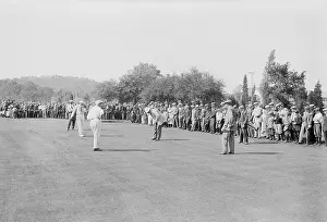 Prints of Golf match between British and American professional golfers at Short Hills, New Jersey. Playing for England are Ray and Harry Vardon, and playing for the USA are George Low and Alex Smith Swing Through History: Golf Tournament Between American and British Players