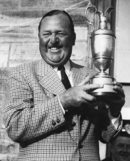 Andrews Prints: Golfer Arthur Bobby Locke Holds British Open Trophy