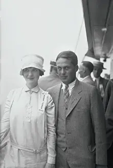 Golfer Bobby Jones and Wife Posing on Liner