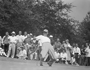 Golfer Cary Middlecoff Bends Backward While Watching Putt