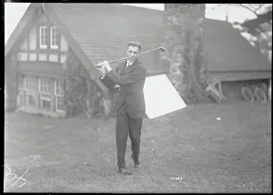 Short Hills Prints: Golfer Francis Ouimet Swinging Golf Club