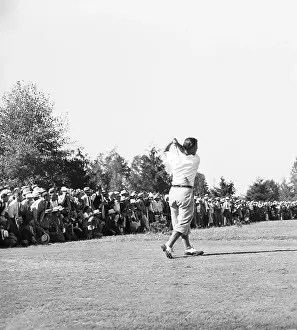 Tournament Prints: Golfer Johnny Goodman Swings in Tourney