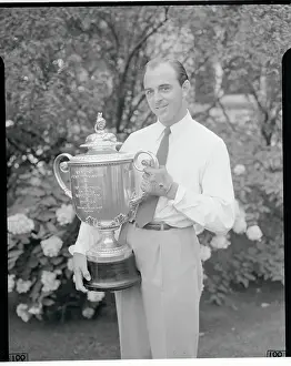 Hershey Prints: Golfer Sammy Snead Posing with a Trophy