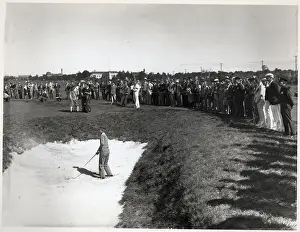 Garden City Prints: Golfer Swinging Out of Sand Trap