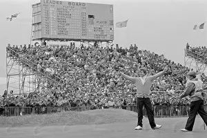 Golfer Tom Watson Raising Arms in Victory