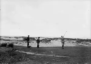 Sports Venue Prints: Golfers At Bunker