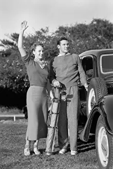Walker Prints: Golfers Waving to Friends at the Course
