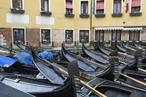 Images Dated 2nd May 2014: Gondolas moored in Grand Canal. Venice, Veneto, Italy