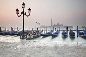 Images Dated 21st November 2012: Gondolas and San Giorgio Maggiore at back, from St Marks Square, Venice, Venezien, Italy