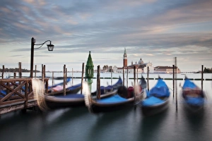 Images Dated 21st November 2012: Gondolas and San Giorgio Maggiore at back, from St. Marks Square, Venice, Venezien, Italy