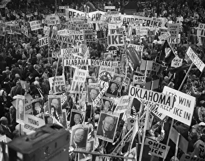 Nomination Prints: Gop Convention; Signs For Eisenhower