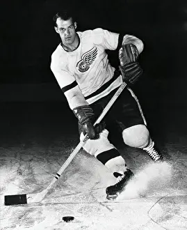 Ice Rink Prints: Gordie Howe with the Puck