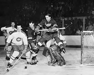 Hockey Stick Prints: Gordie Howe During Stanley Cup Hockey Game