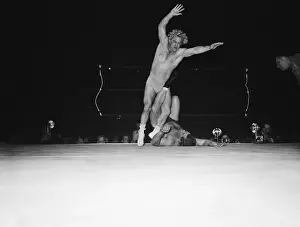 Gorgeous George and Ernie Dusek in Wrestling Action