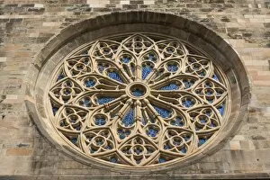 Images Dated 22nd May 2014: Gothic rose window of the parish church of St John, 14th century, Osnabruck, Lower Saxony, Germany