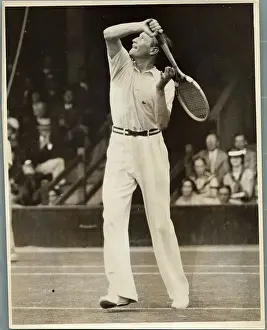Gottfried Von Cramm in Action at Wimbledon