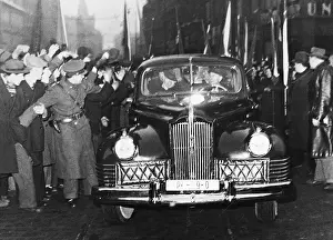 Prague Prints: Gottwald in Car Responds to Cheers