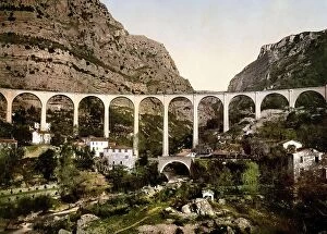 Drawing Collection: Gourdon, Bridge over the Wolf Gorge, Grasse, Provence-Alpes-Cote d'Azur, France, c